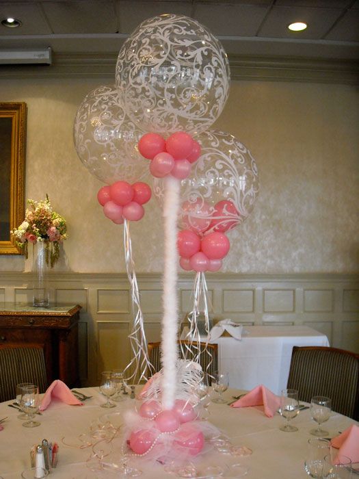 Balloon Topiary Centerpiece For A Baby Shower