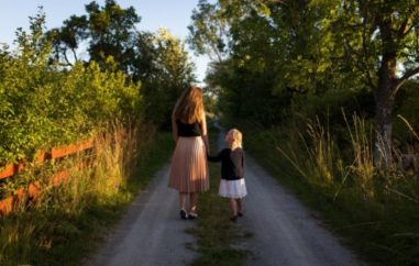 mum and daughter walking